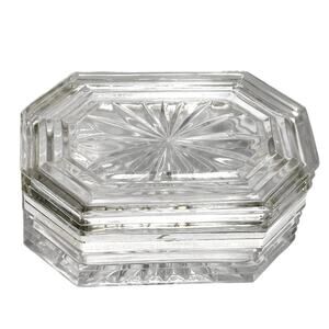 Stunning Heavy Lead Crystal Hinged Glass Vintage Jewelry/Trinket Box-Beautiful!
